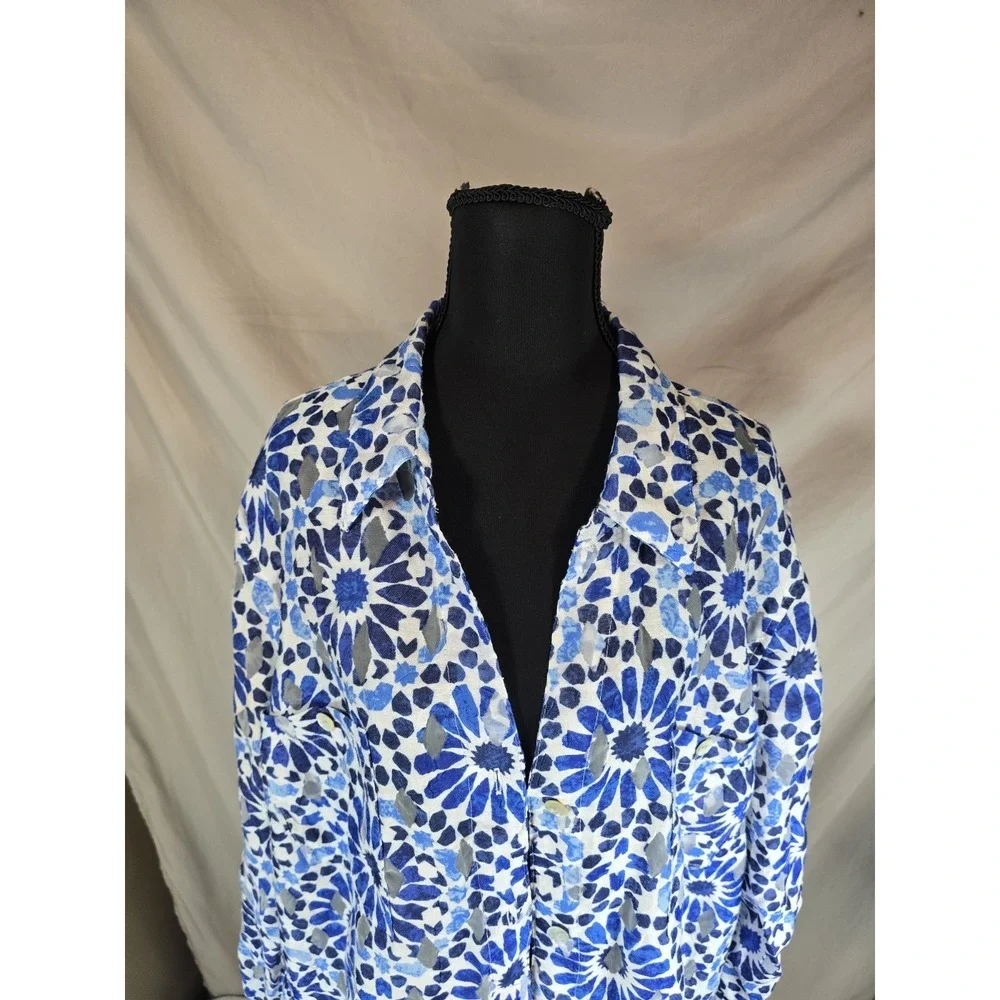 Ruby Rd Womens Blue Patterned Button Up 22W - Picture 3 of 8